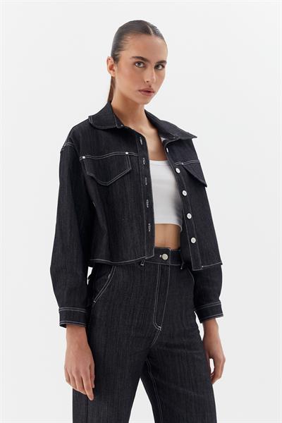 Slim Önü Cepli Ceket Siyah
