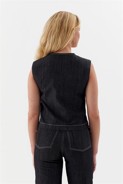 Slim Önü Düğmeli Yelek Siyah
