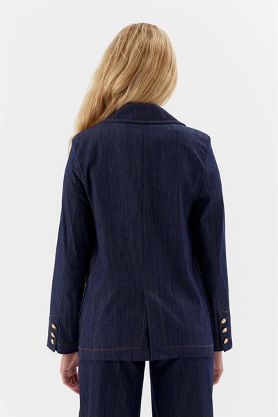 Taba Dikişli Blazer Ceket İndigo
