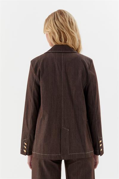 Taba Dikişli Blazer Ceket Kahverengi