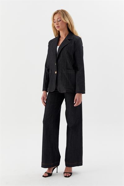 Taba Dikişli Blazer Ceket Siyah
