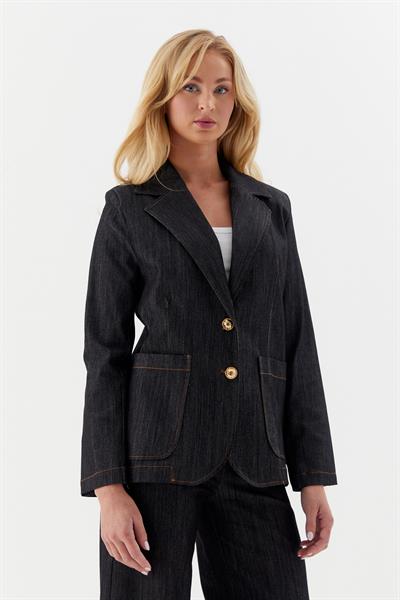 Taba Dikişli Blazer Ceket Siyah