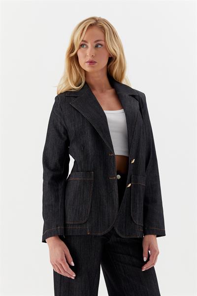 Taba Dikişli Blazer Ceket Siyah