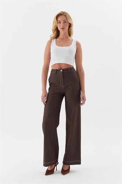 Taba Dikişli Slim Pantolon Kahverengi