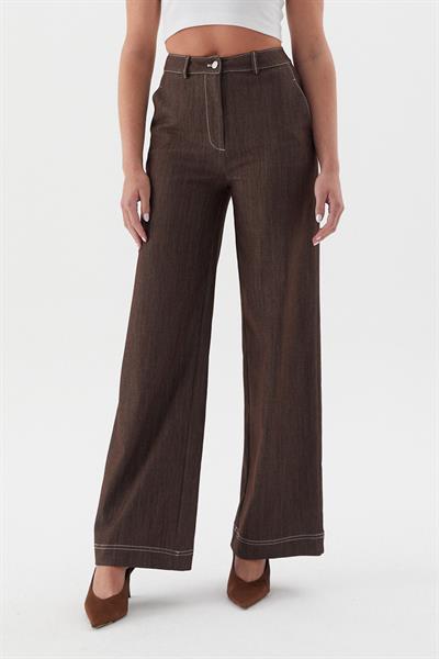 Taba Dikişli Slim Pantolon Kahverengi