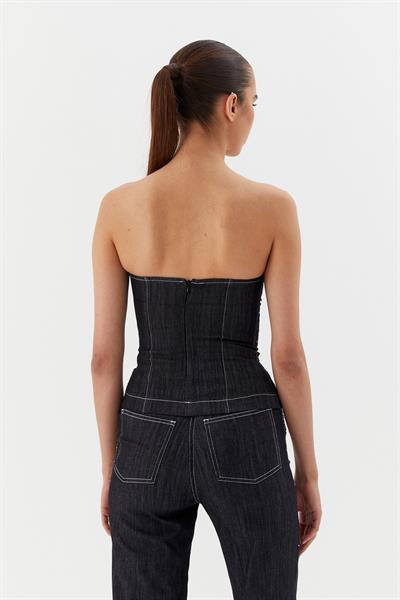 Taşlı Büstiyer Siyah