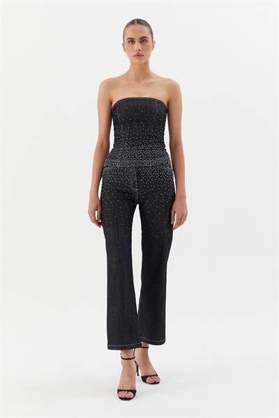 Taşlı Büstiyer Siyah