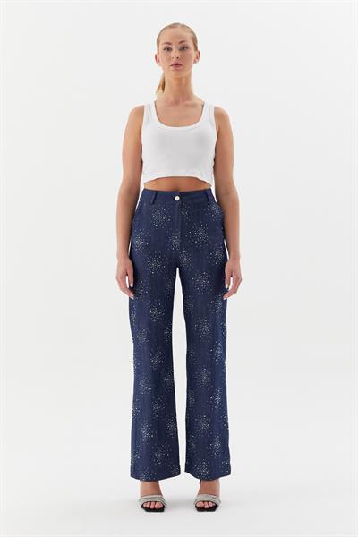Taşlı Denim Pantolon İndigo