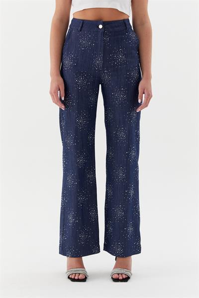 Taşlı Denim Pantolon İndigo