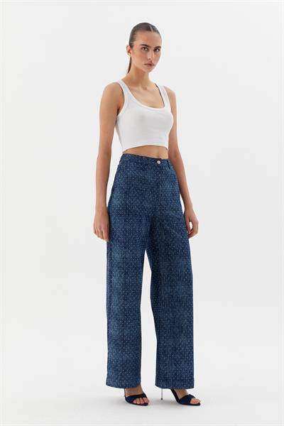 Taşlı Denim Pantolon Lacivert