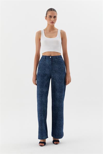 Taşlı Denim Pantolon Lacivert