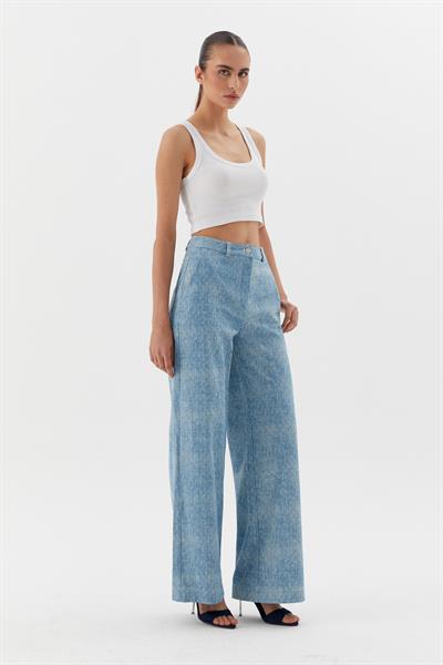 Taşlı Denim Pantolon Mavi