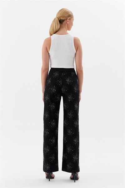 Taşlı Denim Pantolon Siyah