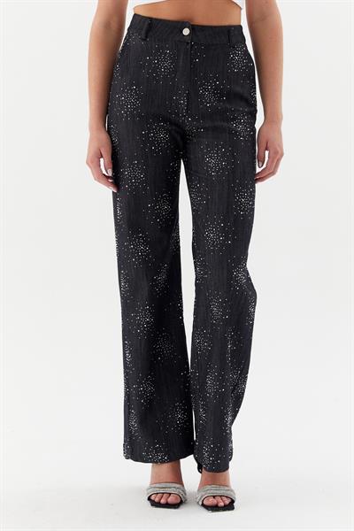 Taşlı Denim Pantolon Siyah / Denim