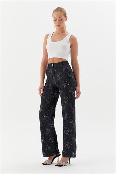 Taşlı Denim Pantolon Siyah / Denim
