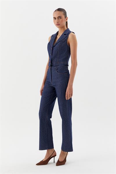 Taşlı Kot Pantolon İndigo