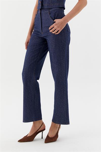 Taşlı Kot Pantolon İndigo
