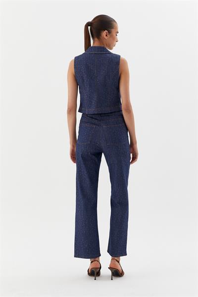 Taşlı Kot Pantolon İndigo