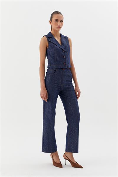 Taşlı Kot Pantolon İndigo