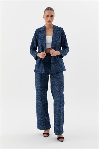Taşlı Slim Blazer Ceket Lacivert