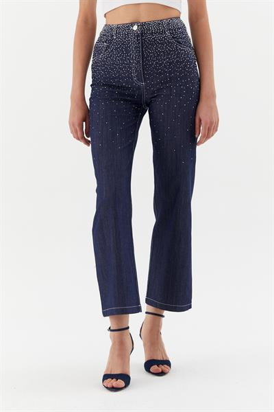 Üst Yoğun Serpme Pantolon İndigo