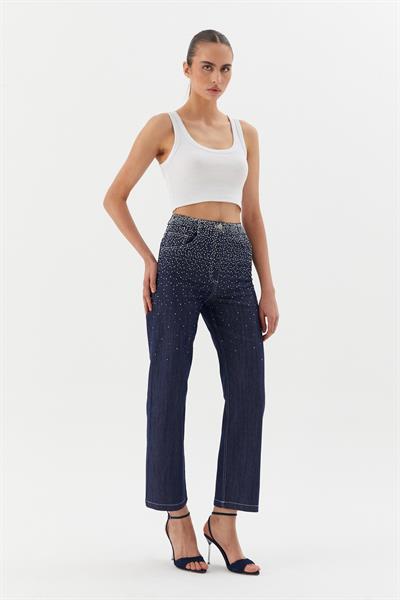 Üst Yoğun Serpme Pantolon İndigo