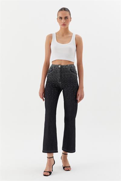 Üst Yoğun Serpme Pantolon Siyah