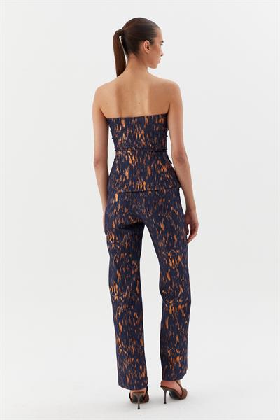 Varaklı Büstiyerli Takım İndigo