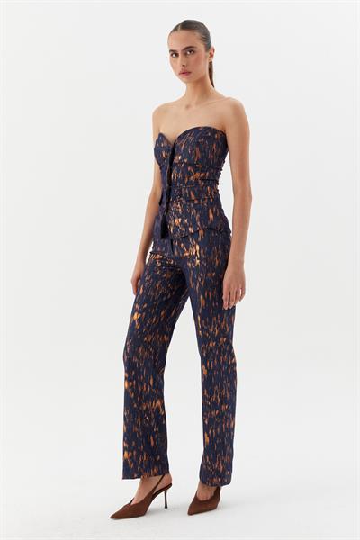 Varaklı Büstiyerli Takım İndigo