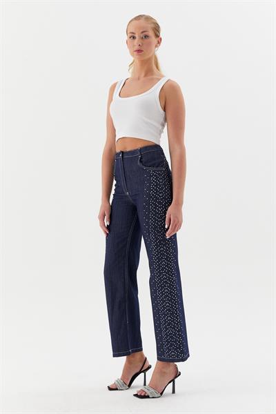 Yan Serpme Denim Pantolon İndigo