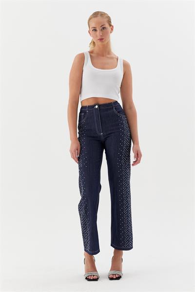 Yan Serpme Denim Pantolon İndigo
