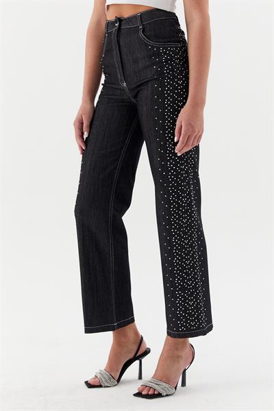 Yan Serpme Denim Pantolon Siyah