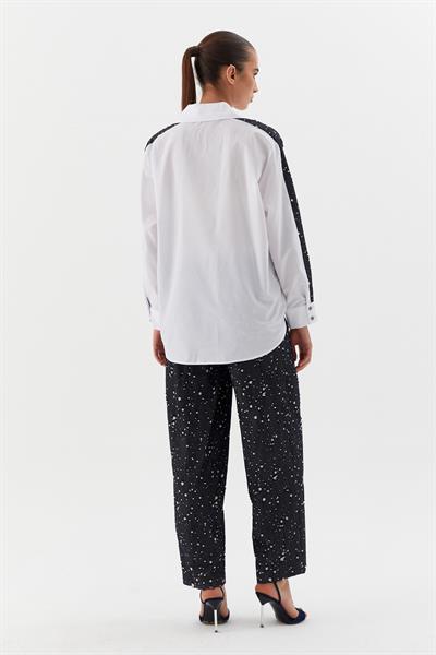 Yırtık Denim Poplinli Takım Siyah