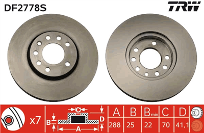 (ADET FİYATTIR) FREN DİSKİ ÖN 7 BİJON, BOYALI, 288 MM OPEL VECTRA B 1.6 İ 95-02, 1.6-1.8 İ 16V 95-02, 2.0 İ 95-02, 2.0 İ 16V 95-00, 2.2 İ 16V 00-02, 2.5 İ V6 95-00, 2.6 İ V6 00-02 