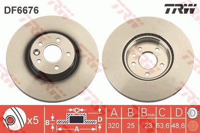 (ADET FİYATTIR) FREN DİSKİ ÖN HAVA KANALLI, BOYALI, 5 BİJON, 320 MM VOLVO C70 II CABRİO 2.4 06-09, 2.4 İ 06-09, T5 06-09, 2.0 D 08-09, D3-D4 10-13, 2.4 D 07-13, D5 06-13, S40 II 1.6 05-12, 1.8 04-10, 2.0 06-12, 2.4 04-12, T5 04-12, 1.6 D 05-12, 2.0 0