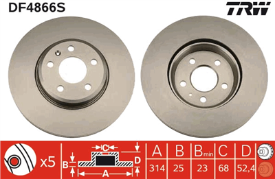(ADET FİYATTIR) FREN DİSKİ ÖN HAVA KANALLI, BOYALI, 5 BİJON, 314 MM AUDI A4 2.0 TDİ 07-15, A4 AVANT 1.8 TFSİ 07-15, 1.8 TFSİ QUATTRO 08-15, 2.0 TFSİ 08-15, 2.0 TFSİ QUATTRO 08-15, 2.0 TDİ 08-15, 2.0 TDİ QUATTRO 08-15, 2.7 TDİ 08-12, 3.0 TDİ 11-15, 3.