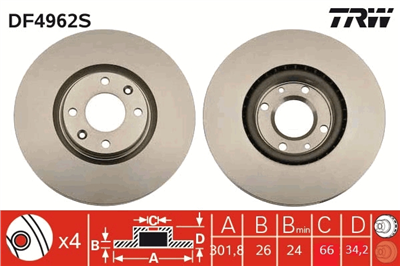 (ADET FİYATTIR) FREN DİSKİ ÖN HAVA KANALLI, BOYALI, 4 BİJON, 302 MM PEUGEOT 208 I 1.4 VTİ 12=>, 1.6 12=>, 1.6 GTİ 12=>, 1.4-1.6 HDİ 12=>, 308 I 1.6 16V 07-14, 2.0 HDİ 07-14, 