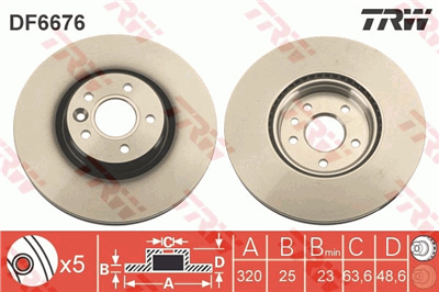 (ADET FİYATTIR) FREN DİSKİ ÖN HAVA KANALLI, BOYALI, 5 BİJON, 320 MM VOLVO C70 II CABRİO 2.4 06-09, 2.4 İ 06-09, T5 06-09, 2.0 D 08-09, D3-D4 10-13, 2.4 D 07-13, D5 06-13, S40 II 1.6 05-12, 1.8 04-10, 2.0 06-12, 2.4 04-12, T5 04-12, 1.6 D 05-12, 2.0 0