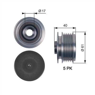 ALTERNATÖR KASNAĞI HYUNDAI ACCENT III, IV 1.5, 1.6 05 => , ELANTRA 1.6 05 => , GETZ 1.505-09, I10 1.1 08-11, I20 1.1, 1.4, 1.6 08 => , I30 1.6 07-12, I40 1.7 11 => , KIA CARENS III 1.6 10 => , CARENS IV 1.6 13 => , CEED 90, 115, 128 06 => , CERATO 1.