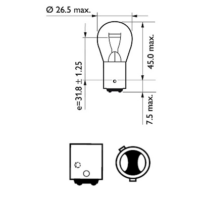 AMPUL 1016 12V 21/5W TERS YAKIN TIRNAK FOCUS KIRMIZI 