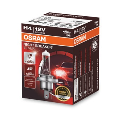 AMPUL 12V H4 55/60W 43T TIRNAKLI NIGHT BREAKER SILVER 
