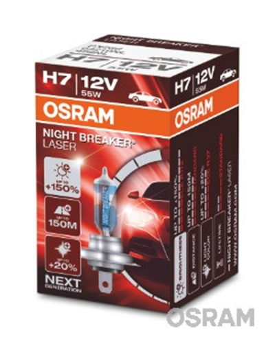 AMPUL 12V H7 55W NIGHT BREAKER LASER % 150 GÜÇLÜ % 20 BEYAZ IŞIK 