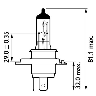 AMPUL 24V H4 75/70W 43T TIRNAKLI 