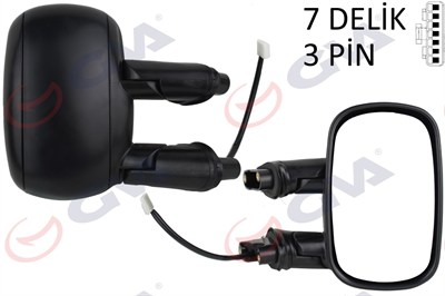 DIŞ DİKİZ AYNASI SAG ELEKTRİKLİ ASTARLI FIAT DOBLO 00>10 KONVEKS 3 FİŞ VM-666EHPR