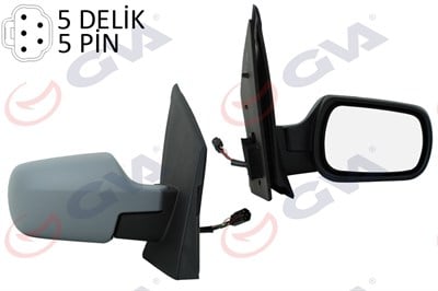 DIŞ DİKİZ AYNASI SAĞ FORD FİESTA 02> ELEKTRİKLİ ISITMALI ASTARLI 5PİN 5 FİŞ VM-312EHPR
