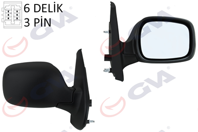 DIŞ DİKİZ AYNASI SAĞ KANGOO 01> ELEKTRİKLİ ISITMALI ASFERİK 5 FİŞ VM-132NEHR