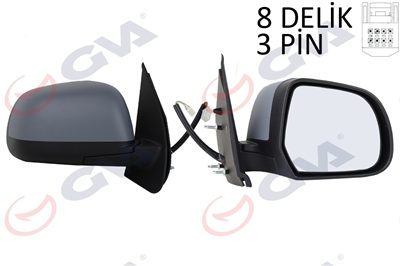 DIŞ DİKİZ AYNASI SAĞ MICRA 10> ELEKTRİKLİ ASTARLI KONVEKS 3 FİŞ VM-223EHPR