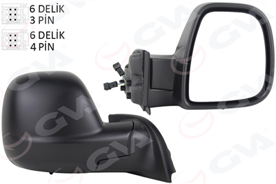 DIŞ DİKİZ AYNASI SAĞ PARTNER-BERLINGO 12-18 ELEKTRİKLİ DESENLİ REZİSTANSLI SENSÖRLÜ