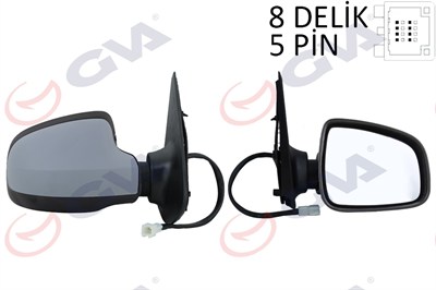 DIŞ DİKİZ AYNASI SAĞ SANDERO STEPWAY 12> ELEKTRİKLİ ISITMALI ASTARLI KONVEKS SENSÖRSÜZ VM-6804EHPSR