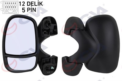 DIŞ DİKİZ AYNASI SOL TRAFIC-VİVARO 01> ELEKTRİKLİ ISITMALI SENSÖRLÜ KONVEKS 5 FİŞ VM-967EHL